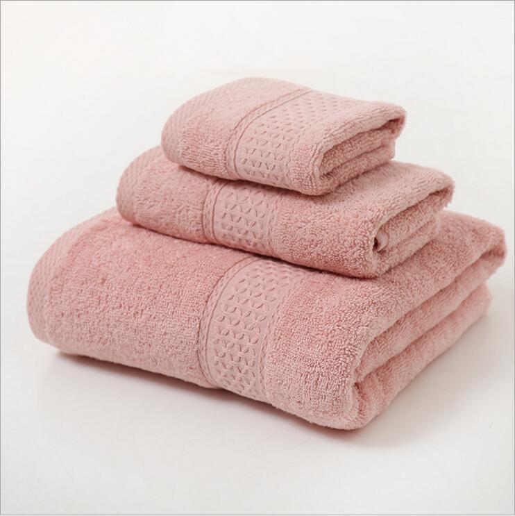 Pure Cotton Plain Broken Covers Long-staple Three-piece Suit Bath Towel - One Red Hill